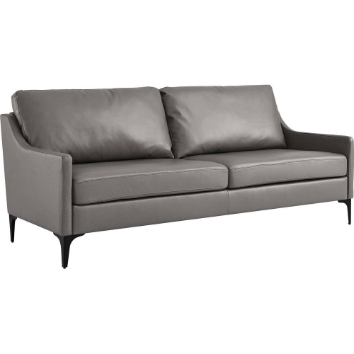 Corland Sofa in Gray Leather & Black Metal