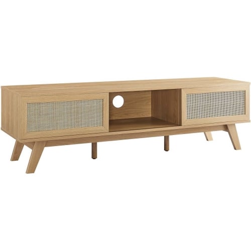 Soma 60" TV Stand in Oak Finish & Rattan