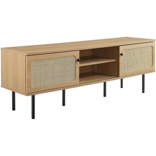 Cambria 60" TV Stand in Oak & Rattan