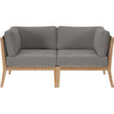 Clearwater Outdoor Loveseat in Gray Teak & Graphite Fabric