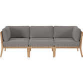 Clearwater Outdoor Sofa in Gray Teak & Graphite Fabric