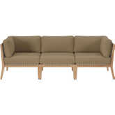 Clearwater Outdoor Sofa in Gray Teak & Light Brown Fabric