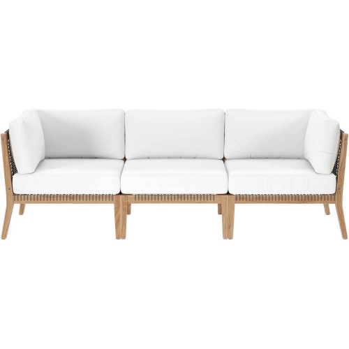 Clearwater Outdoor Sofa in Gray Teak & White Fabric