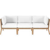 Clearwater Outdoor Sofa in Gray Teak & White Fabric