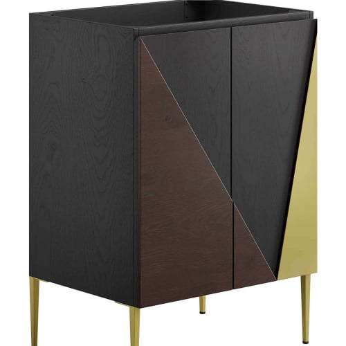 Alchemist 24" Bathroom Vanity Cabinet (Sink Not Included) in Black, Gold & Oak