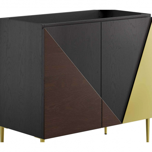 Alchemist 36" Bathroom Vanity Cabinet (Sink Not Included) in Black, Gold & Oak