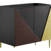 Alchemist 36" Bathroom Vanity Cabinet (Sink Not Included) in Black, Gold & Oak