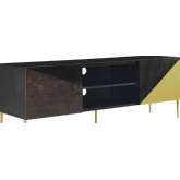 Alchemist 72" TV Stand in Black, Gold & Oak Veneer