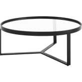 Relay Coffee Round Table in Black Stainless Steel & Glass