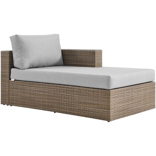 Convene Outdoor Right Arm Chaise in Cappuccino PE Rattan & Gray Fabric