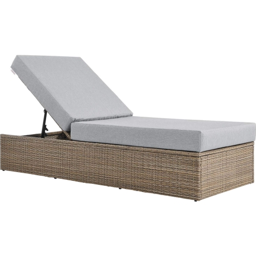 Convene Outdoor Chaise Lounge Chair in Cappuccino PE Rattan & Gray Fabric