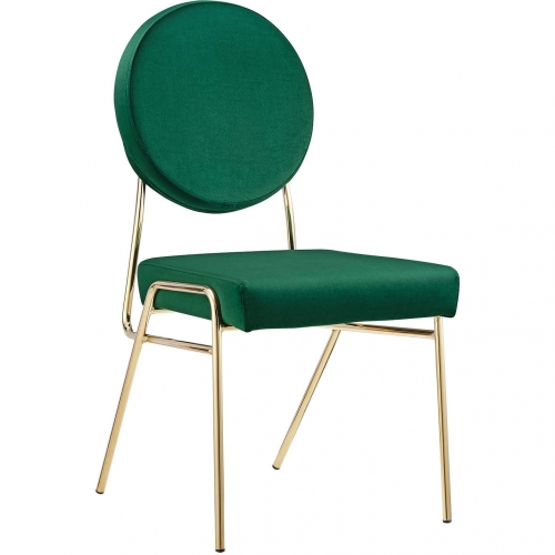 Craft Dining Chair in Green Velvet & Gold Stainless Steel