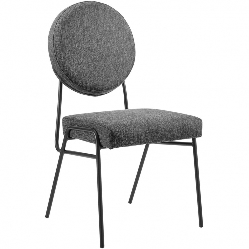 Craft Dining Chair in Charcoal Gray Fabric & Black Stainless Steel