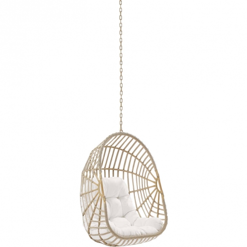 Amalie Outdoor Swing Chair in Rattan & White Fabric