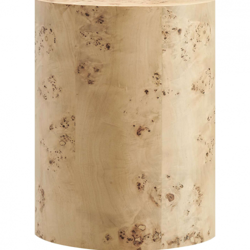 Cosmos 16" Round Side Table in Natural Burl Wood Veneer