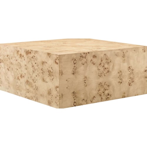 Cosmos 36" Square Coffee Table in Natural Burl Wood Veneer