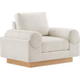 Oasis Accent Arm Chair in Ivory Fabric & Wood