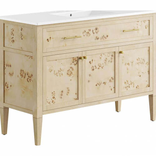 Elysian 48" Single Sink Bathroom Vanity in Burl Wood & White Ceramic