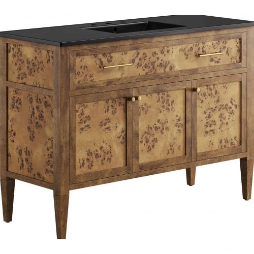 Elysian 48" Single Sink Bathroom Vanity in Brown Wood & Black Ceramic