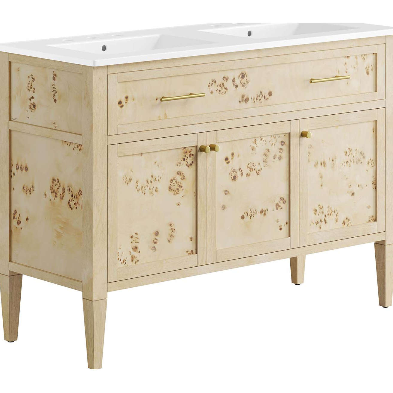 Elysian 48" Double Sink Bathroom Vanity in Burl