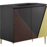 Alchemist 36" Bathroom Vanity in Black, Gold, Oak & Black Ceramic