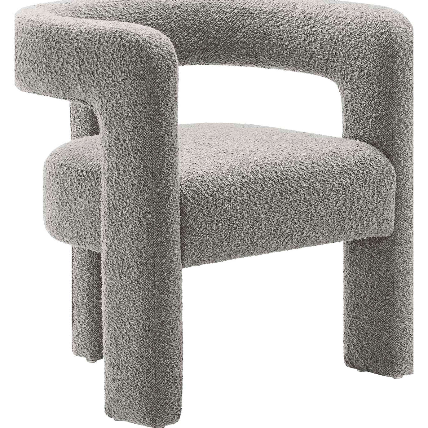 Kayla Accent Arm Chair in Light Gray Boucle Fabric