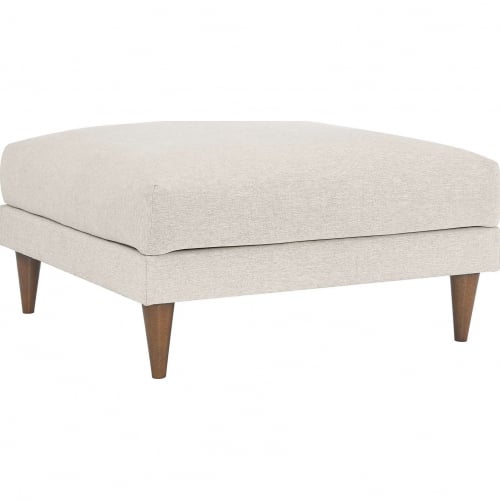 Zoya Down Filled Overstuffed Ottoman in Ivory  Fabric