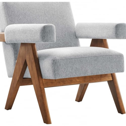 Lyra Accent Arm Chair in Light Gray Fabric & Wood