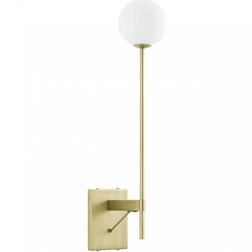 Riva Wall Sconce in Satin Brass Metal & White Globe Glass