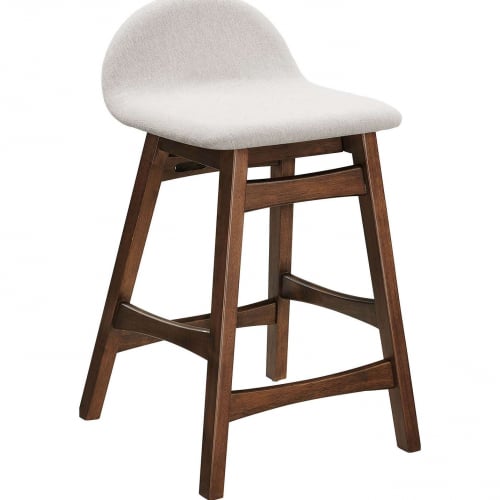 Juno Counter Stool in Wood & Ivory Fabric (Set of 2)