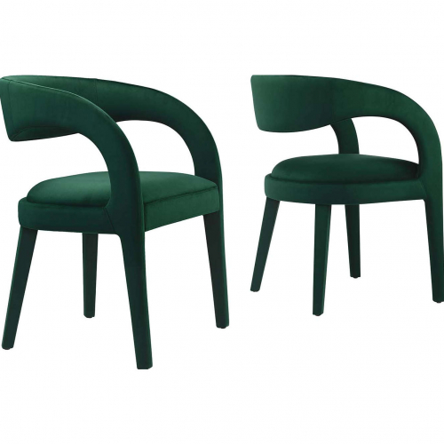 Pinnacle Dining Chair in Green Performance Velvet & Black Metal (Set of 2)