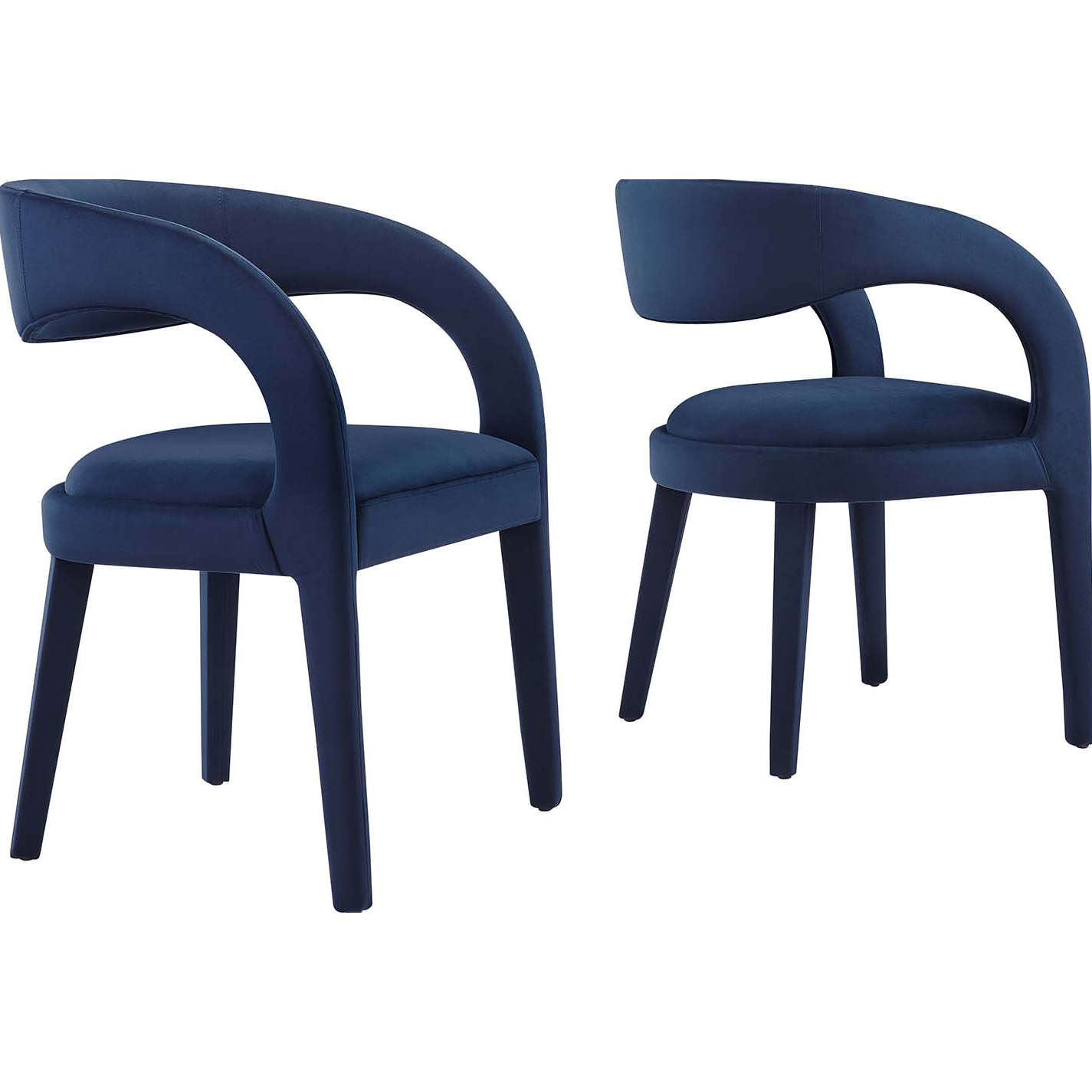 Pinnacle Dining Chair in Midnight Blue Performance Velvet & Black Metal (Set of 2)