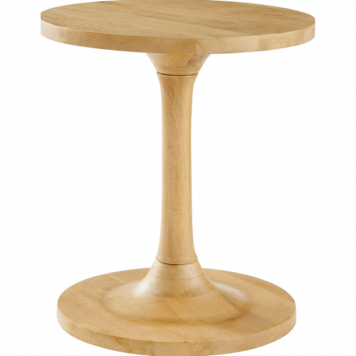 Lina Round Side Table in Oak Finish Mango Wood