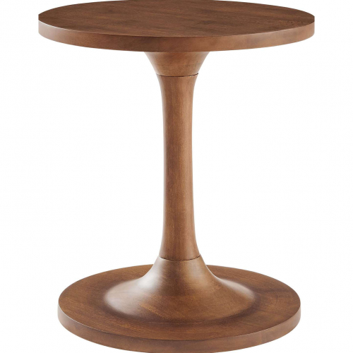 Lina Round Side Table in Walnut Finish Mango Wood