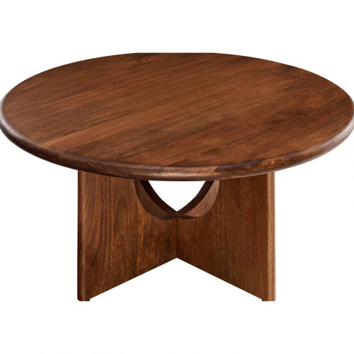 Rivian Round 34" Coffee Table in Walnut Finish Wood