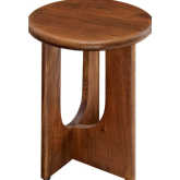 Rivian Round Side Table in Walnut Finish Wood