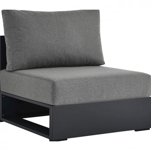 Tahoe Outdoor Modular Armless Chair in Gray Powder Coated Aluminum & Charcoal Fabric