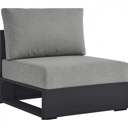 Tahoe Outdoor Modular Armless Chair in Gray Aluminum & Gray Fabric