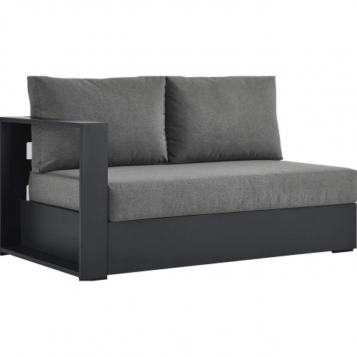 Tahoe Outdoor Modular Left Facing Loveseat in Gray Aluminum & Charcoal Fabric