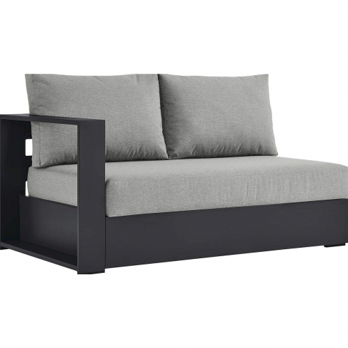 Tahoe Outdoor Modular Left Facing Loveseat in Gray Aluminum & Gray Fabric