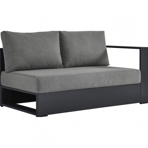 Tahoe Outdoor Modular Right Facing Loveseat in Gray Aluminum & Charcoal Fabric