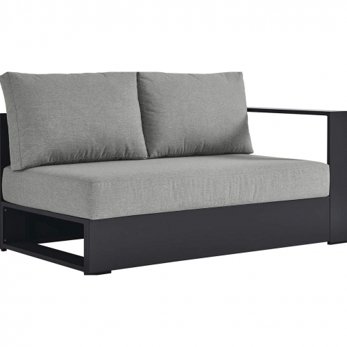 Tahoe Outdoor Modular Right Facing Loveseat in Gray Aluminum & Gray Fabric