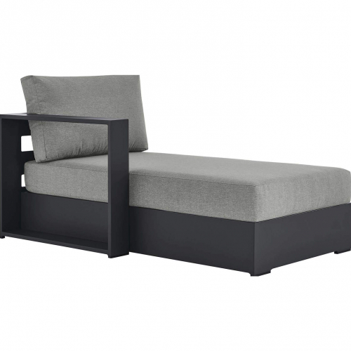 Tahoe Outdoor Modular Left Facing Chaise Lounge in Gray Aluminum & Gray Fabric