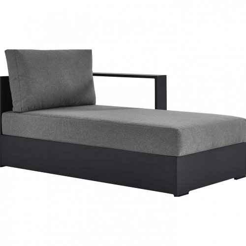 Tahoe Outdoor Modular Right Facing Chaise Lounge in Gray Aluminum & Charcoal Fabric