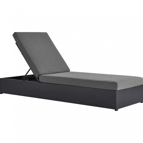 Tahoe Outdoor Chaise Lounge Chair in Gray Powder Coated Aluminum & Charcoal Fabric