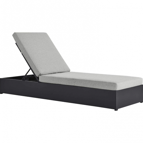 Tahoe Outdoor Chaise Lounge Chair in Gray Aluminum & Gray Fabric