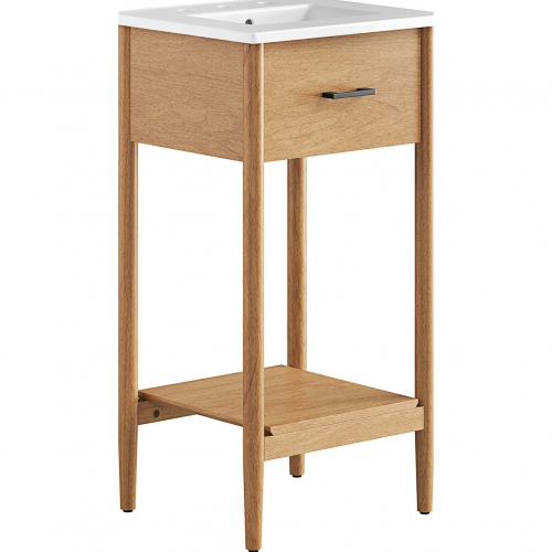 Zaire 18" Bathroom Vanity in White Ceramic & Natural Finish Wood