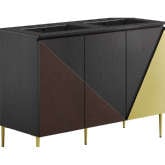 Alchemist 48" Double Sink Bathroom Vanity in Black, Gold, Oak & Black Ceramic