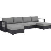 Tahoe Outdoor 4 Piece Sectional Sofa in Gray Aluminum & Gray Fabric