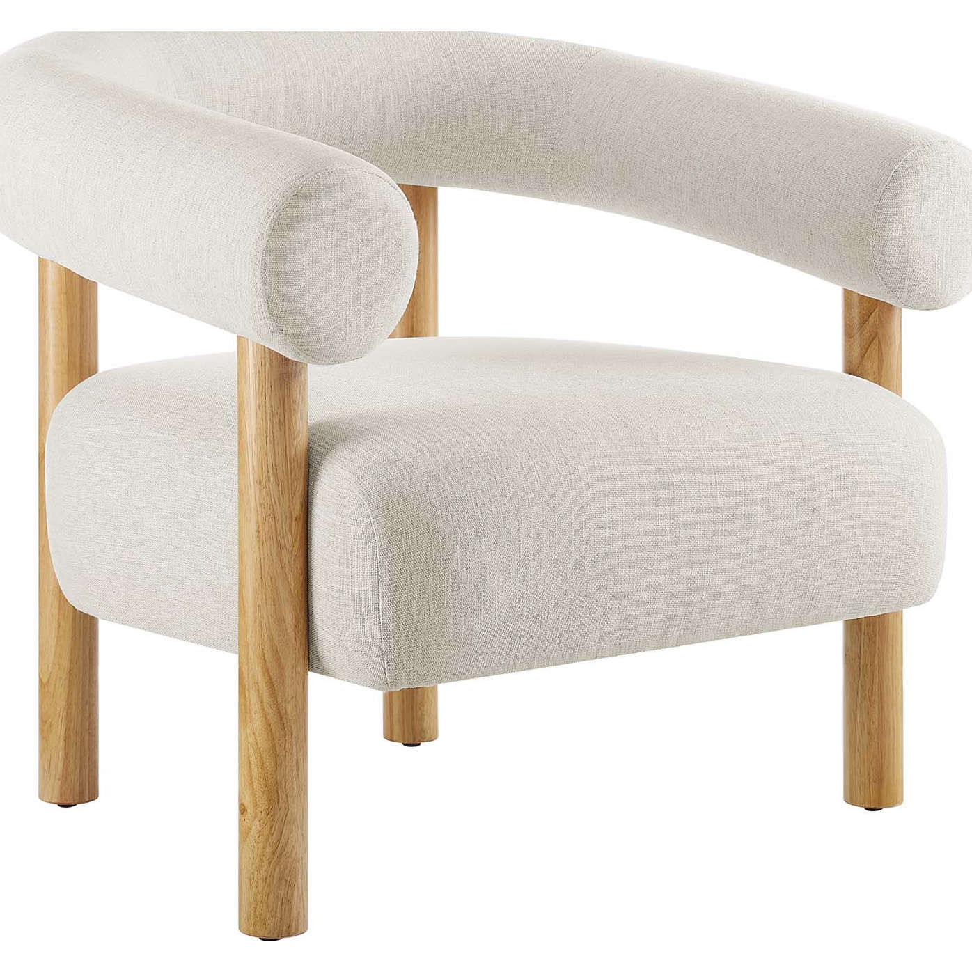 Sable Accent Arm Chair in Ivory Fabric & Natural Finish Wood